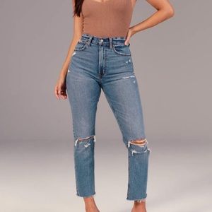 abercrombie curve love ultra high rise ankle straight jean